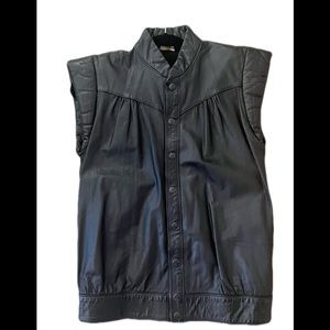 Vintage Black Leather Vest (size small with oversized fit)